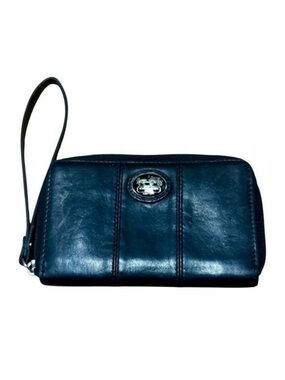 Coach Y2K Horse & Carriage Black Leather Wristlet Zip Wallet Legacy Purse Bag